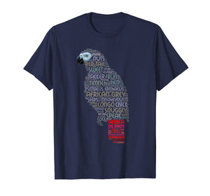 African Grey Parrot T Shirt with Parrot Word Art