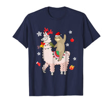 Load image into Gallery viewer, Santa Sloth Riding Llama Reindeer Christmas T-shirt
