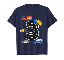 Load image into Gallery viewer, 3rd Birthday Boys Fire Truck Police Car T-Shirt 3 Year Old
