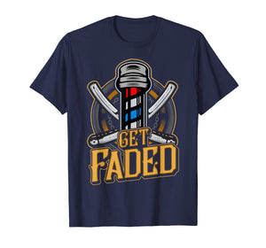 Faded Barber Straight Razor T-Shirt - Barbershop Gift Idea