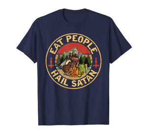Eat People Hail Satan Bear Holding Beer Glass Camping Tshirt