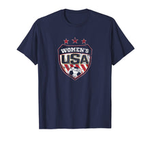 Load image into Gallery viewer, Distressed Soccer T-Shirt for Women with USA Shield
