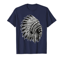 Load image into Gallery viewer, NATIVE AMERICAN BIG CHIEF SKULL HEAD DRESS UNISEX TEE SHIRT
