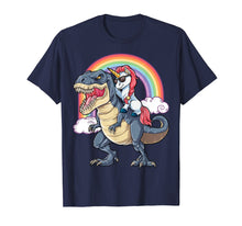 Load image into Gallery viewer, Unicorn Riding Dinosaur T rex Shirt Boys Girls Kids Rainbow
