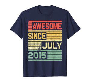 Awesome Since July 2015 Shirt Vintage 4th Birthday Gift Kid