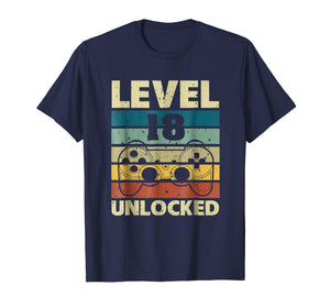 Level 18 Unlocked T-Shirt Vintage Gamer 18th Birthday Gifts