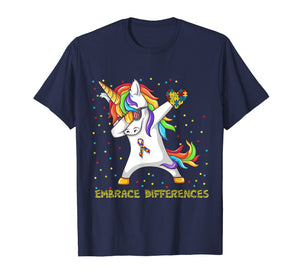 Embrace Differences Dabbing Unicorn Shirt Autism Awareness