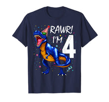 Load image into Gallery viewer, Rawr I&#39;m 4 4th Birthday Dinosaur Shirts Boys Dinosaur Gift
