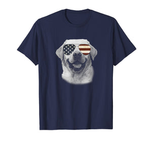 Labrador Dog T shirt with USA flag sunglasses Funny Gift