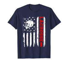 Load image into Gallery viewer, Lacrosse American Flag Distressed T-Shirt
