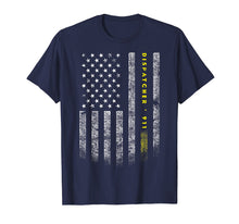 Load image into Gallery viewer, American Flag 911 Dispatcher T-Shirt gold line USA Flag
