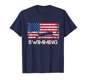 American Flag Swimming Shirt - Swimming Team Gift