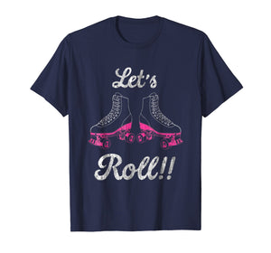 Let's Roll Roller Skating Derby Cute Distressed T-Shirt