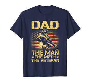 DAD The Veteran The Myth The Legend Vintage USA Flag T shirt