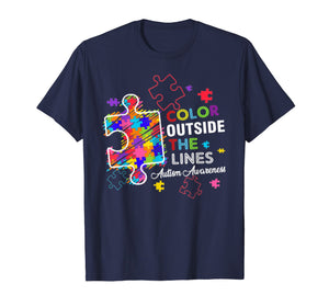 Autism Awareness T shirt Colour Outside The Line