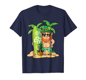 Leprechaun Hawaiian Surfing T Shirt St Patricks Day Hawaii