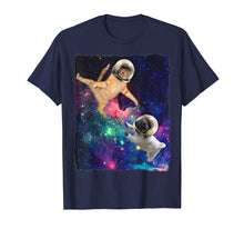 Load image into Gallery viewer, Cute Space Cat vs Pug Shirt Galaxy Epic Fight In Outer Space
