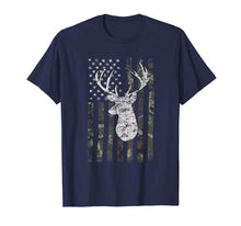 Load image into Gallery viewer, Camouflage American Flag Deer Hunting T-shirt
