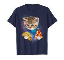 Load image into Gallery viewer, Funny Galaxy Cat Shirt | Space Cat Eat Pizza and Taco Shirt
