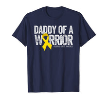 Load image into Gallery viewer, Mens Daddy of a Warrior Childhood Cancer Shirt Dad Ribbon

