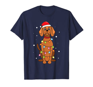 Vizsla Christmas Lights Mom Dad Dog Gift T-Shirt