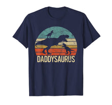 Load image into Gallery viewer, Daddysaurus Vintage Retro Sunset Tshirt Gift For Fathers Day
