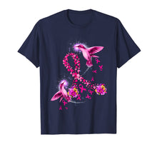Load image into Gallery viewer, Hummingbird Flower Pink Ribbon Breast Cancer Awareness T-Shirt
