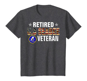 Vintege Retired US Seabee Veteran American Flag Cool Gift T-Shirt
