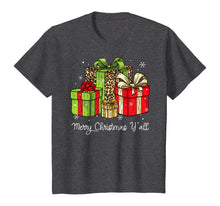 Load image into Gallery viewer, Merry Christmas Y'all Leopard Print Christmas Gift Box Xmas T-Shirt
