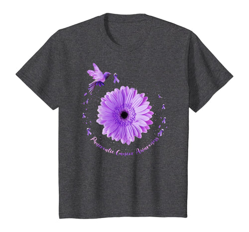 Hummingbird Purple Sunflower Pancreatic Cancer Awareness T-Shirt