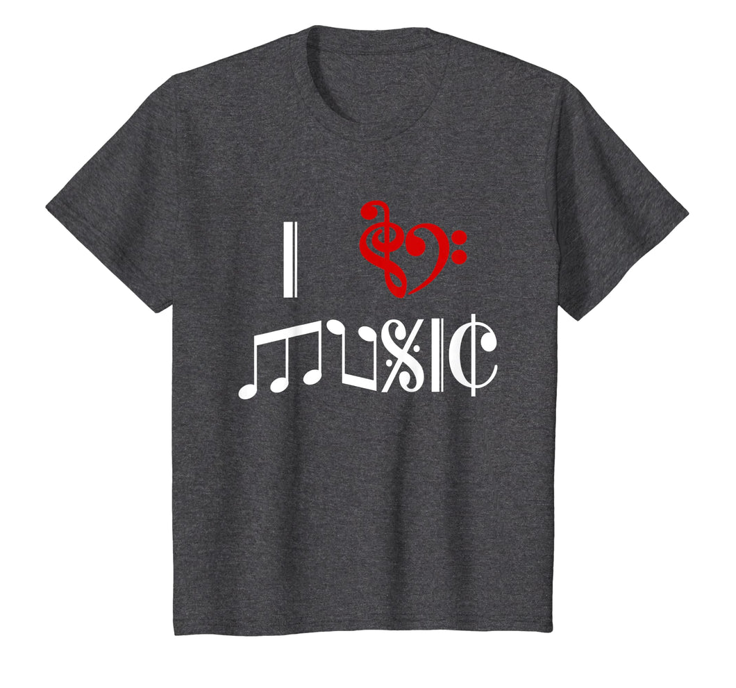 I Heart Music Love Classical Notation Staff Clef T-Shirt