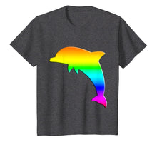 Load image into Gallery viewer, Dauphin Silhouette Watercolor tee Cool Rainbow T-Shirt
