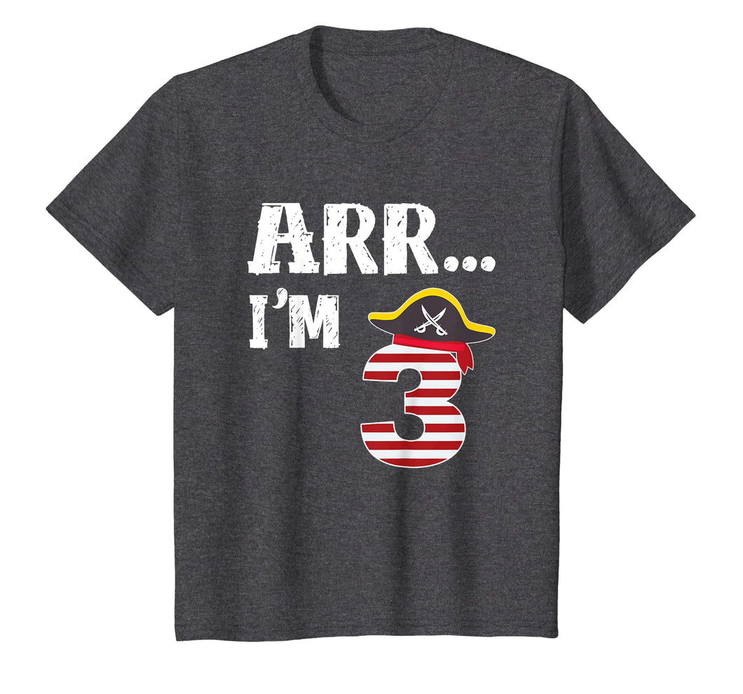 Kids Arr I'm 3 T Shirt Pirate Theme 3rd Birthday Party