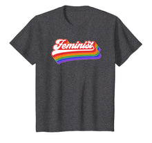 Load image into Gallery viewer, Feminist T Shirt. Retro 70's Feminism Shirt. Vintage Rainbow
