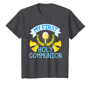 My First Communion Shirt Gift Kids Chalice Cross Boys Girls