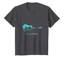 Load image into Gallery viewer, Peace Love Music Guitar Lake Shadow Hippie T-Shirt
