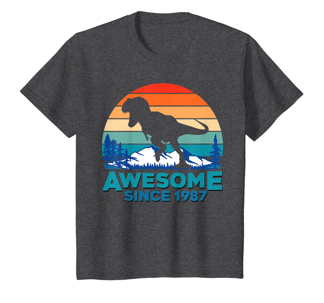 Awesome Since 1987 T-Shirt 32 Years Old Dinosaur Gift