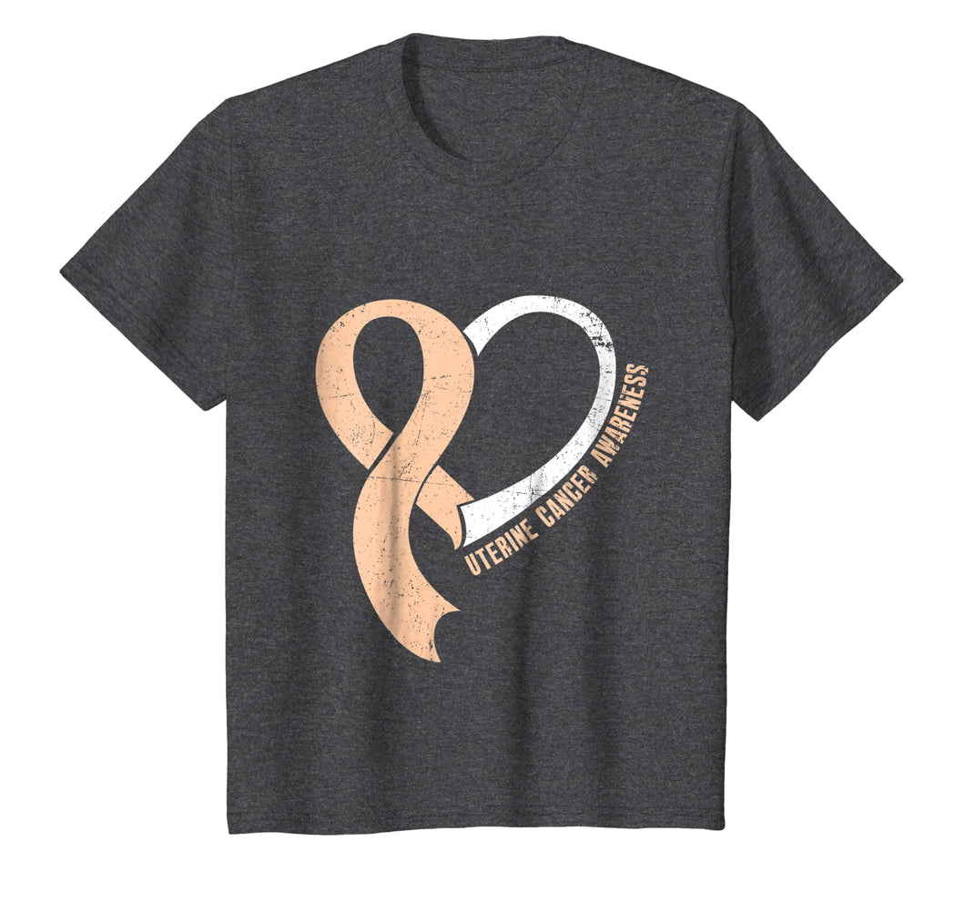 Heart Ribbon Uterine Cancer Awareness T-Shirt