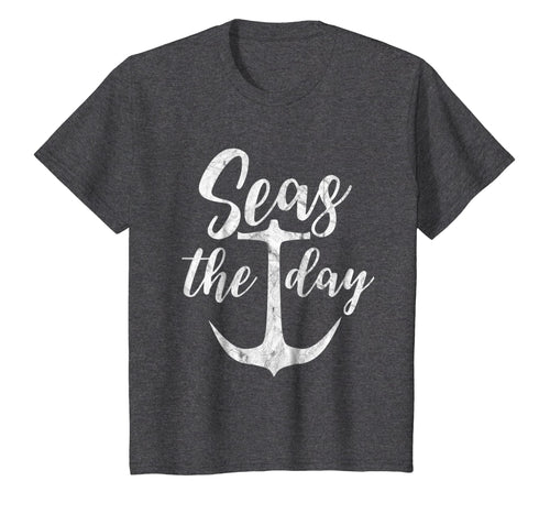 Seas The Day Anchor Nautical Boat Cruise Distressed T Shirt