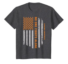 Load image into Gallery viewer, Leukemia Awareness Shirt Orange Ribbon US Flag shirt

