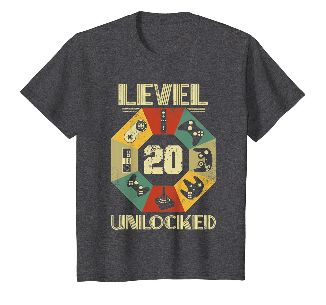 Level 20 Unlocked T Shirt Funny Video Gamer 20th Birthday