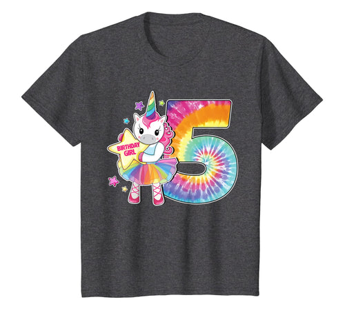5th Birthday Unicorn Shirt Gift for Girls Age 5 Tie Dye Tee