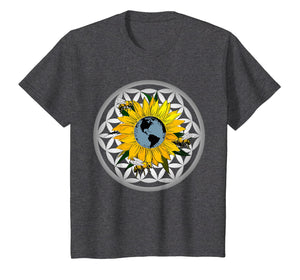 Flower of Life Sunflower Earth T Shirt Bees Climate Change