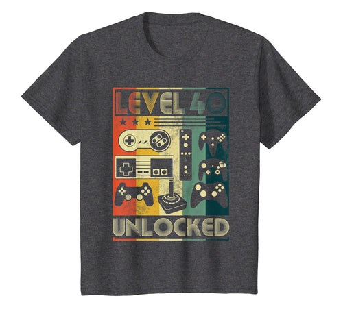 Level 40 Unlocked Shirt 40th Vintage Video Gamer Birthday