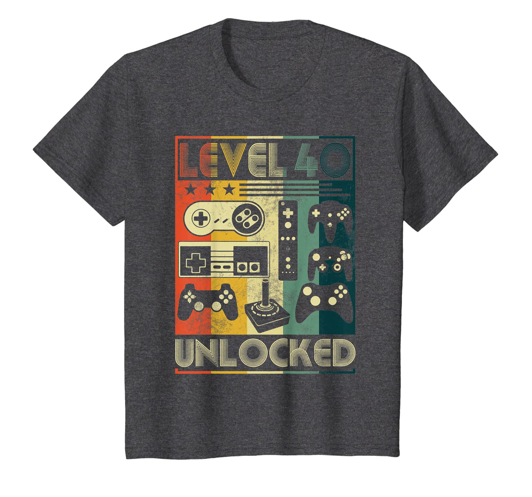 Level 40 Unlocked Shirt 40th Vintage Video Gamer Birthday