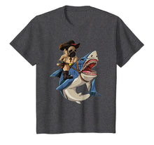 Load image into Gallery viewer, Cowboy Pug Riding Shark Tshirt Funny Pug Dog Lover Gifts
