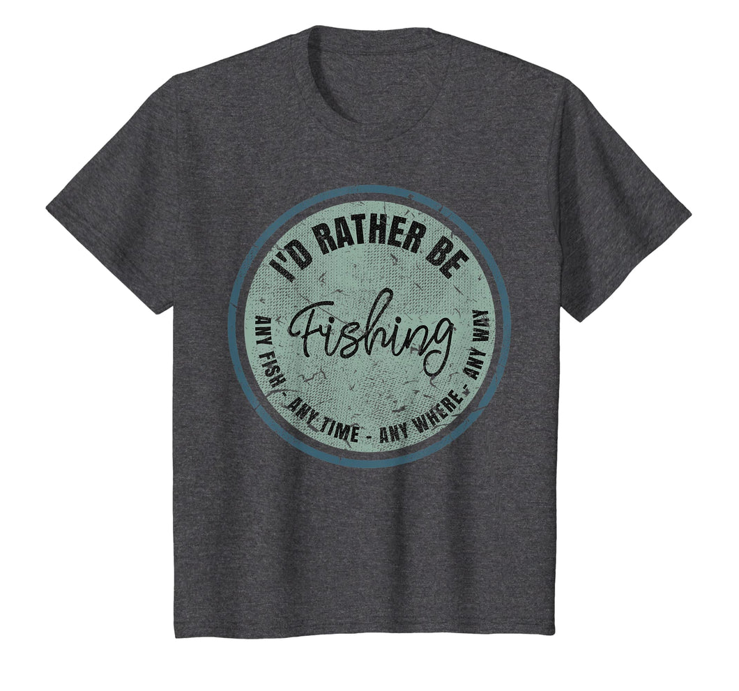 I'd Rather Be Fishing T-shirt Retro Distressed Gift Tshirt