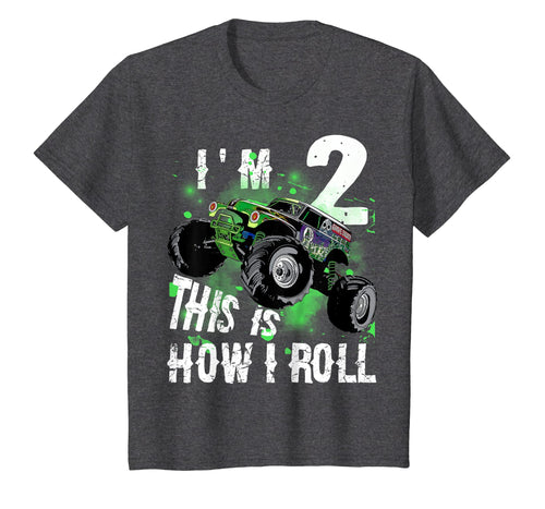 Kids Monster Truck I'M 2 THIS IS HOW I ROLL T-Shirt 2nd Birthday