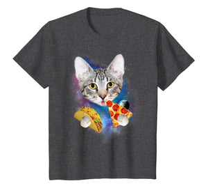 Funny Galaxy Cat Shirt | Space Cat Eat Pizza and Taco Shirt