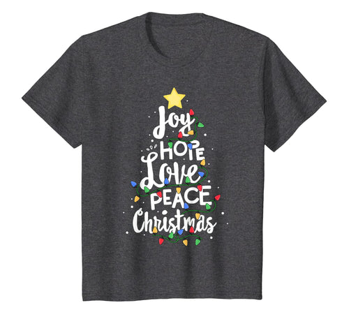 Joy Hope Love Peace Christmas Tree Red Buffalo Plaid Xmas T-Shirt